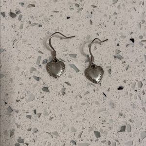 Heart Shaped Silver Dangle Earrings